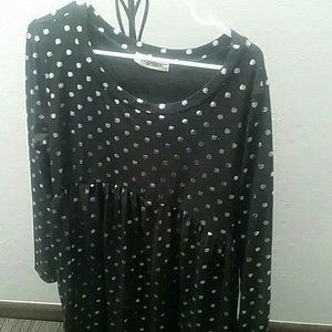 COPY - BLACK AND SILVER METALLIC DOT PRINT DRESS